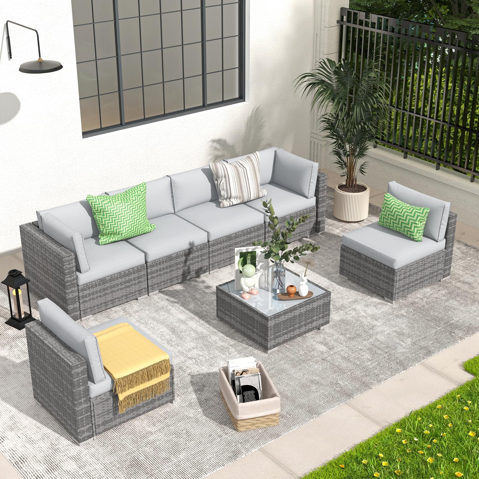 2-Piece Outdoor Sectional Sofa Set with Cushions