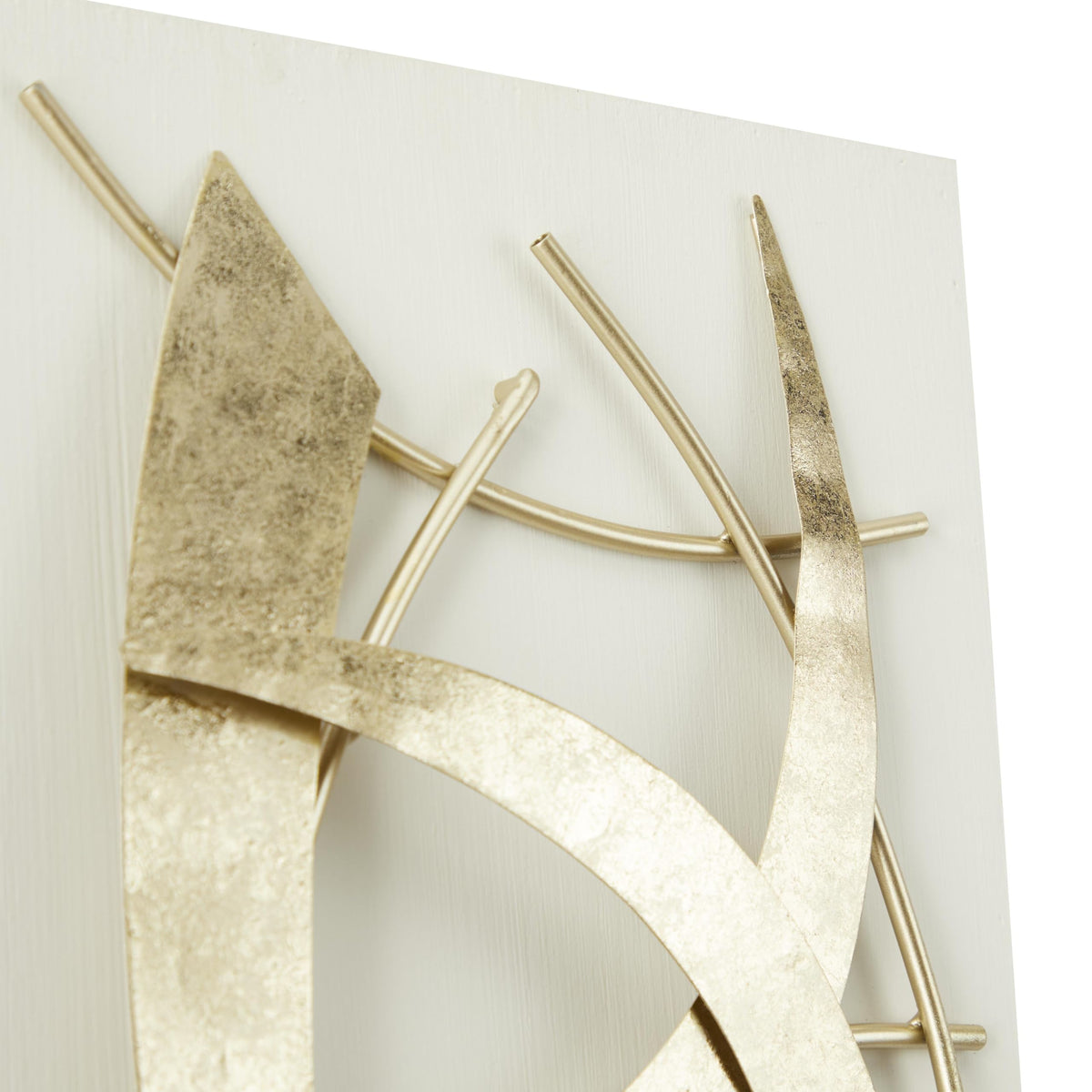 Metal Abstract Wall Sculpture Set of 2 with Wood Backing