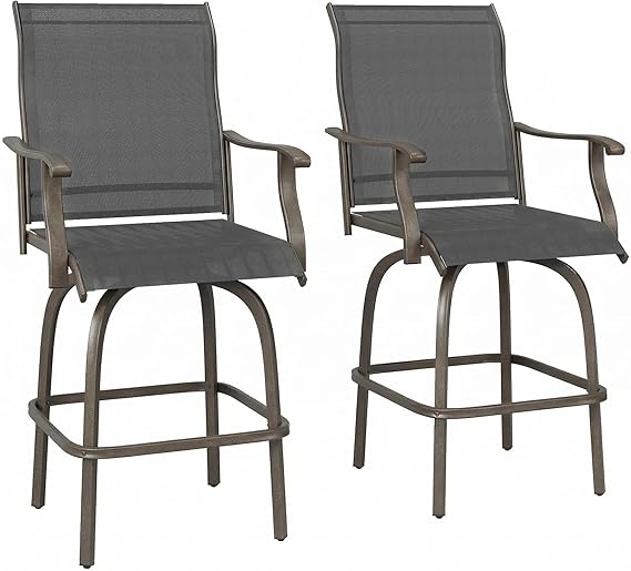 Outdoor Swivel Bar Stools Set of 2 with Armrests