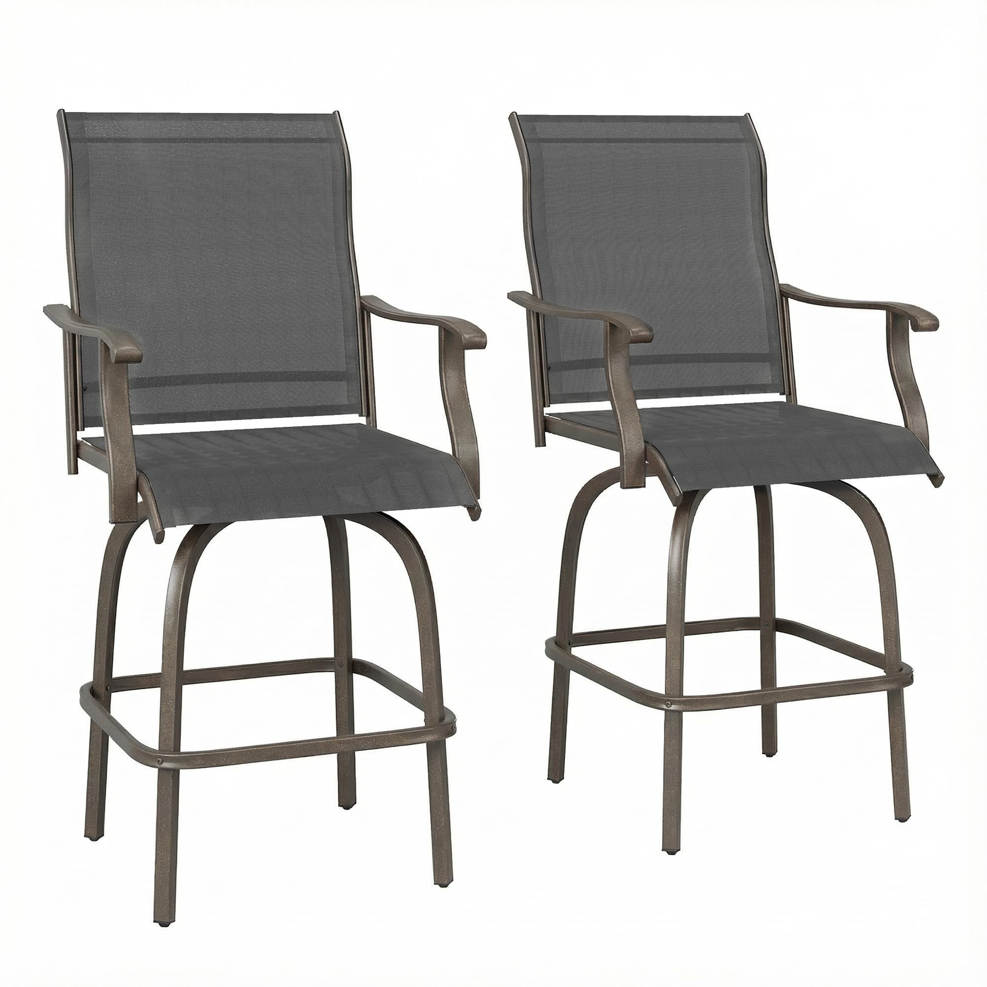 Outdoor Swivel Bar Stools Set of 2 with Armrests