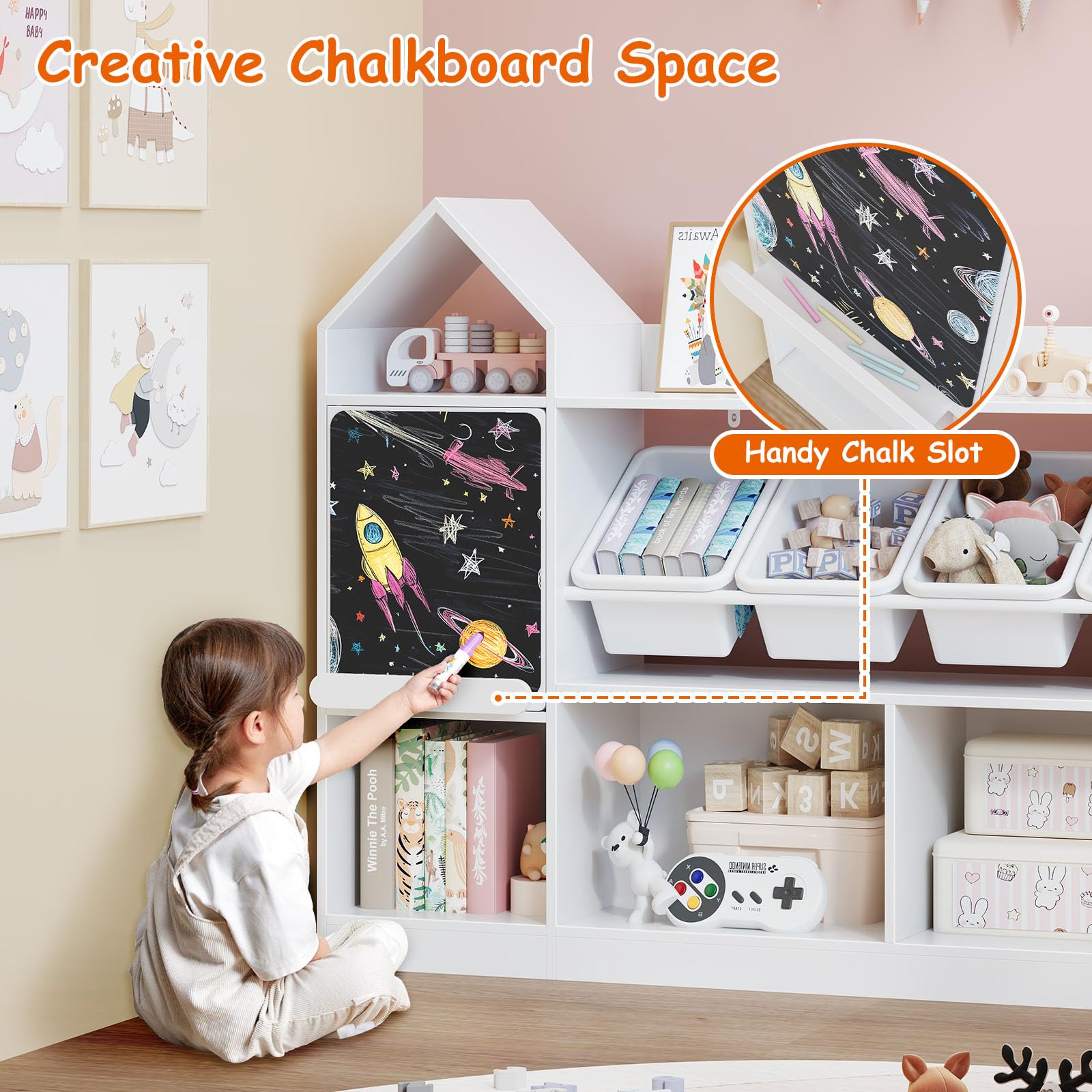 Castle Shape Children's Bookcase with Blackboard