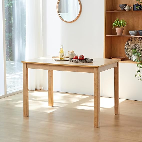 Livinia Cabin 45.3" Wooden Dining Table/Small Rectangular Modern Farmhouse Solid Wood Kitchen Table Desk (Walnut)