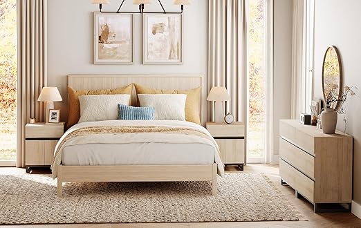 3-Piece Bedroom Furniture Set with 6-Drawer Dresser and 2 Nightstands