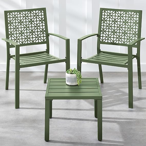 3-Piece Outdoor Bistro Set with Stackable Chairs