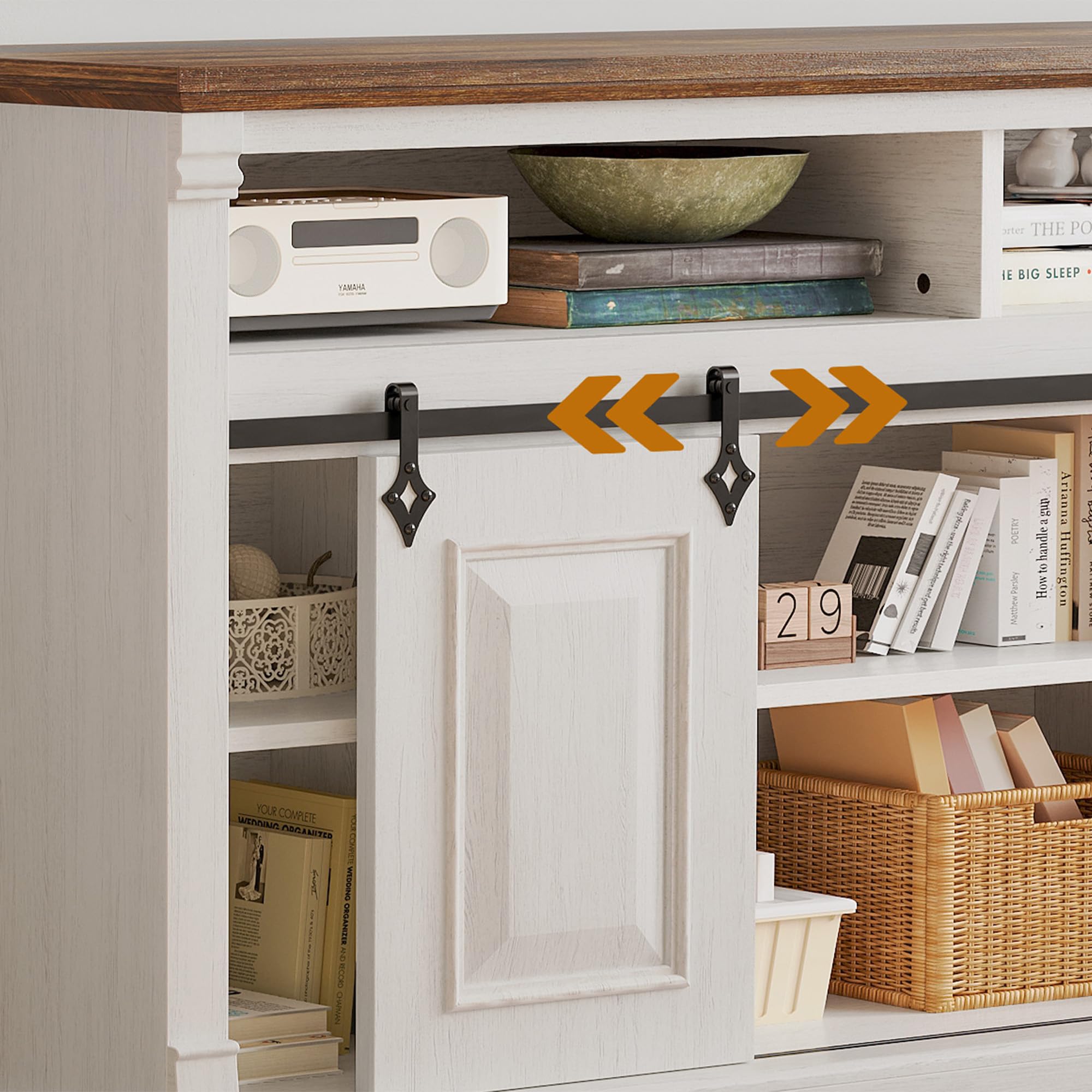 59" Farmhouse TV Stand with Sliding Barn Door