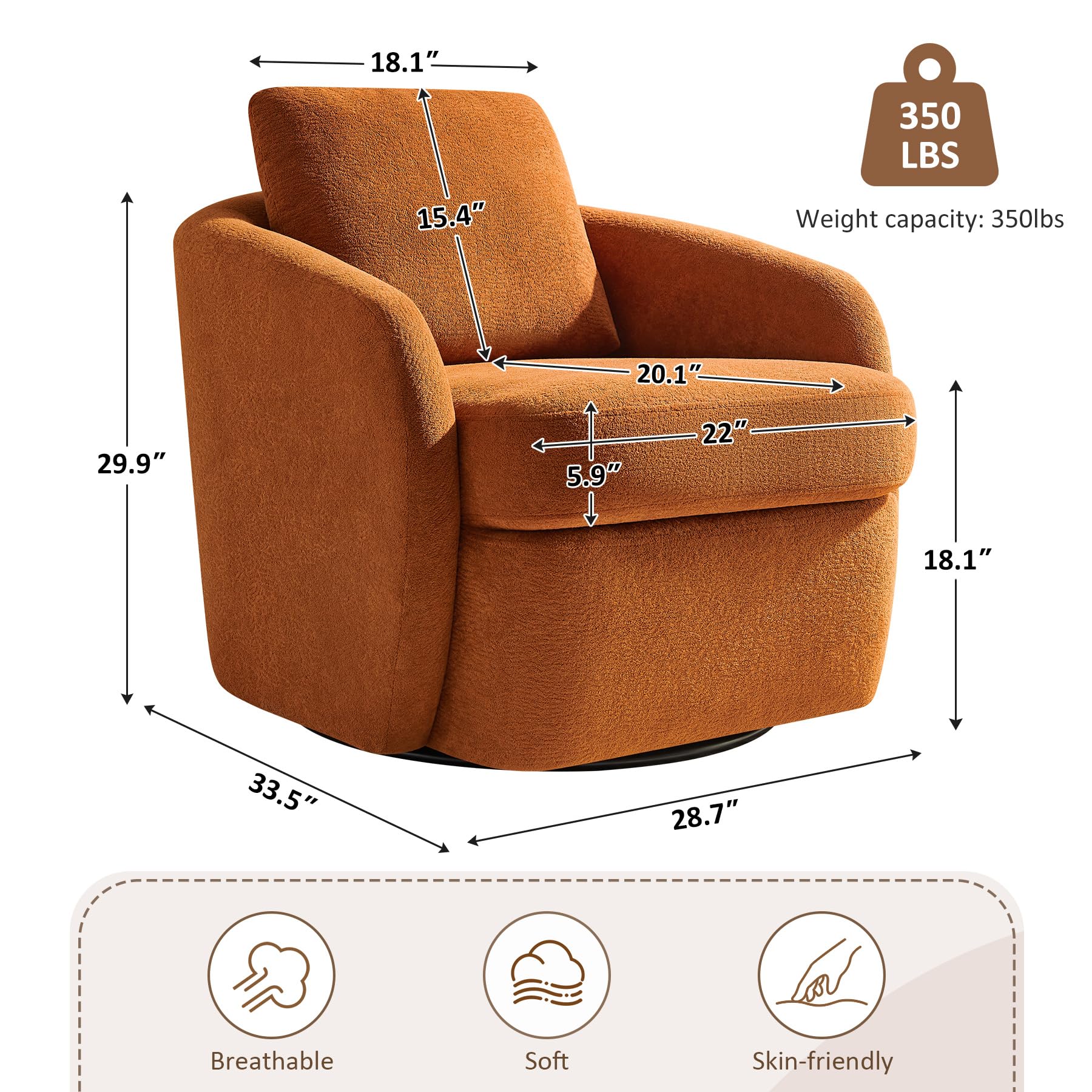360° Swivel Barrel Chair with Throw Pillow