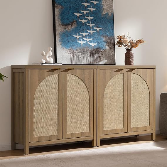 102" Rattan Sideboard Buffet Cabinet with Storage