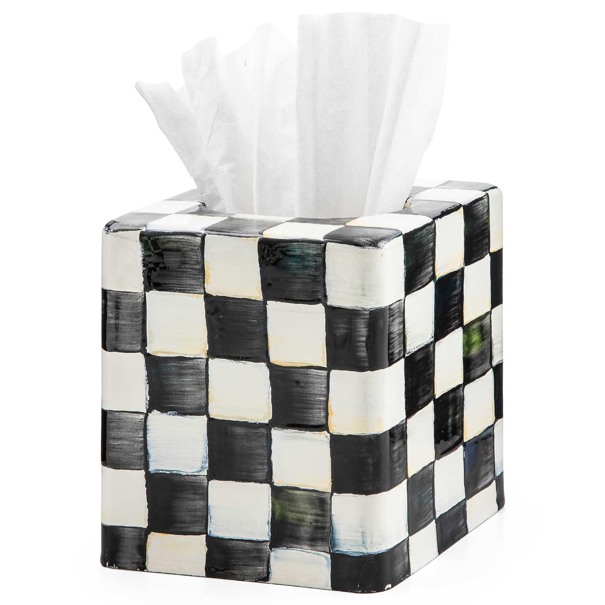 Courtly Check Enamel Tissue Box Cover