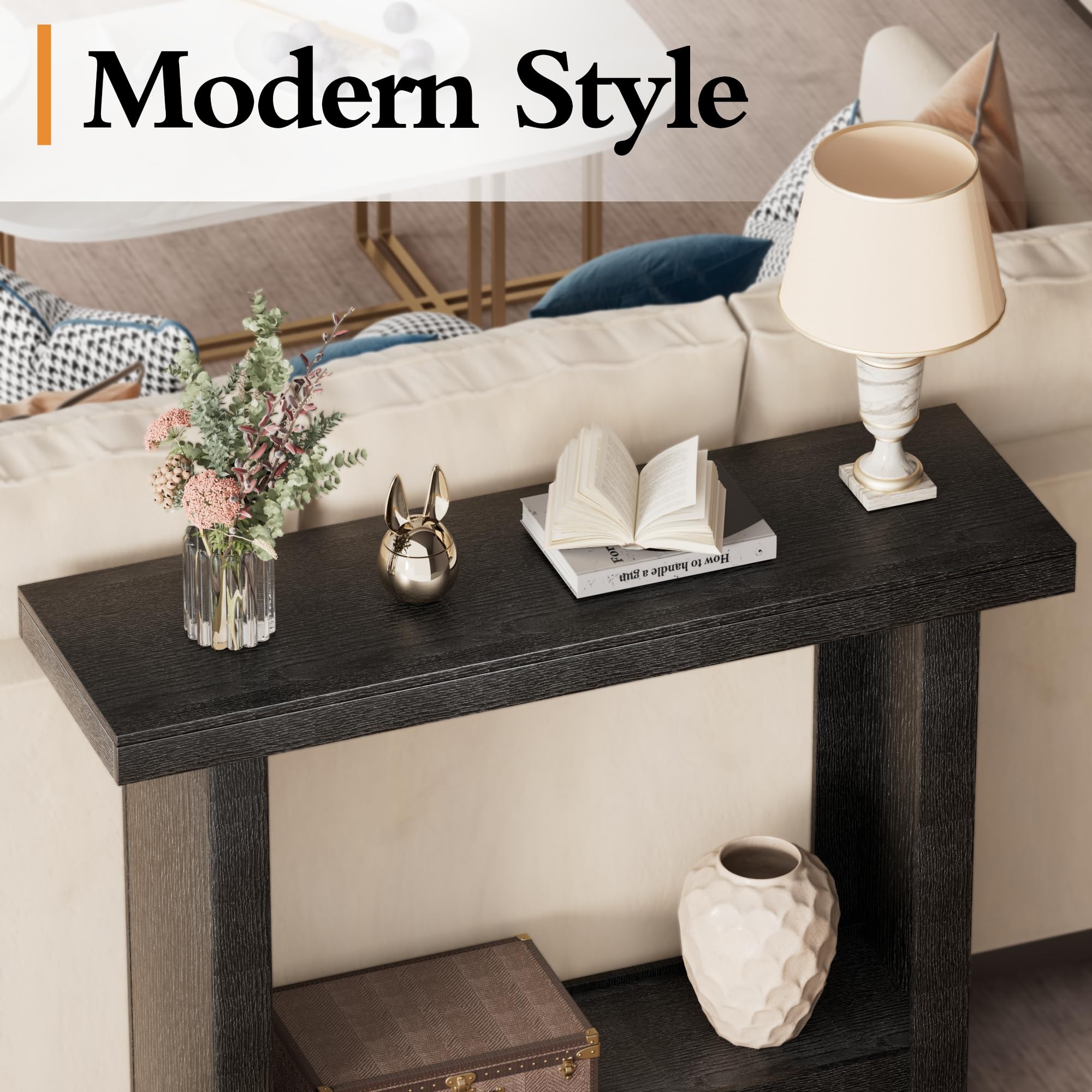 Modern Console Table with Storage Shelves