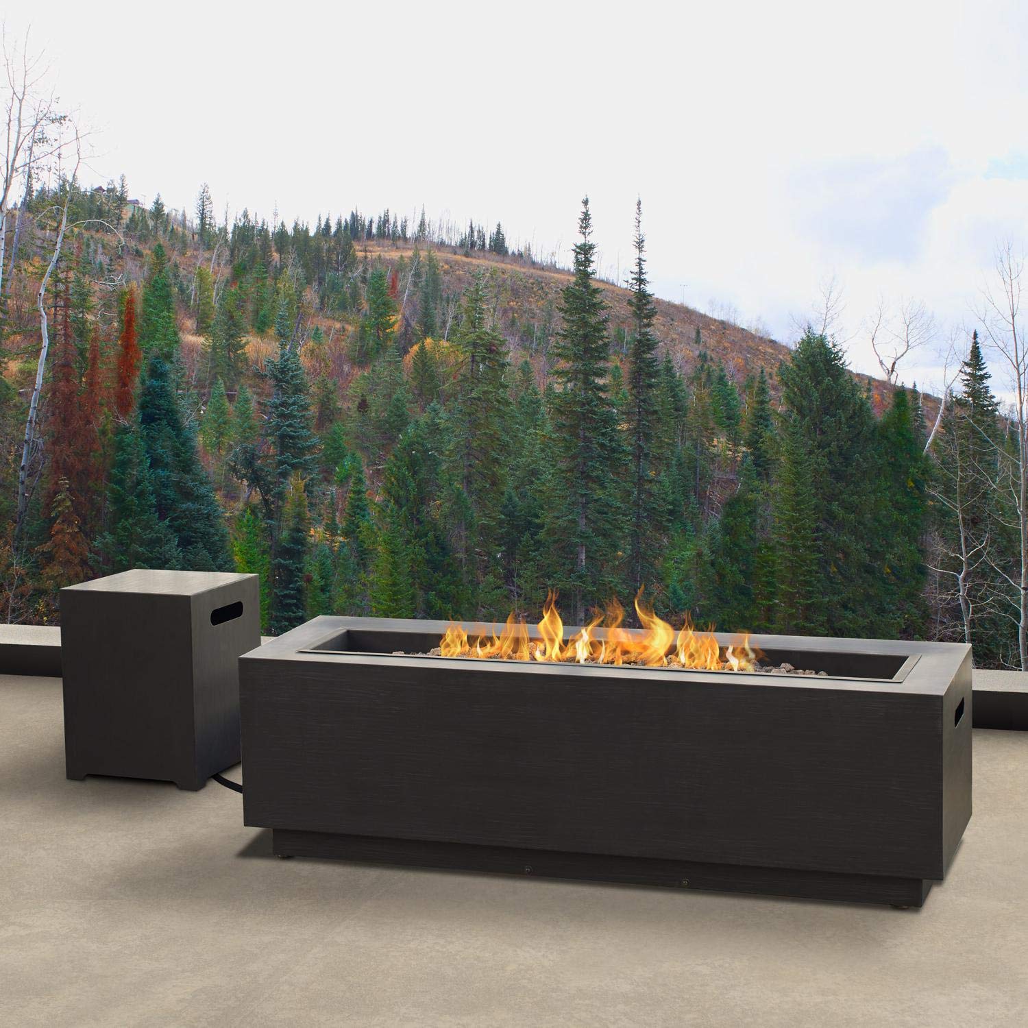 Lanesboro Rectangle Propane Fire Pit with Storage Cover