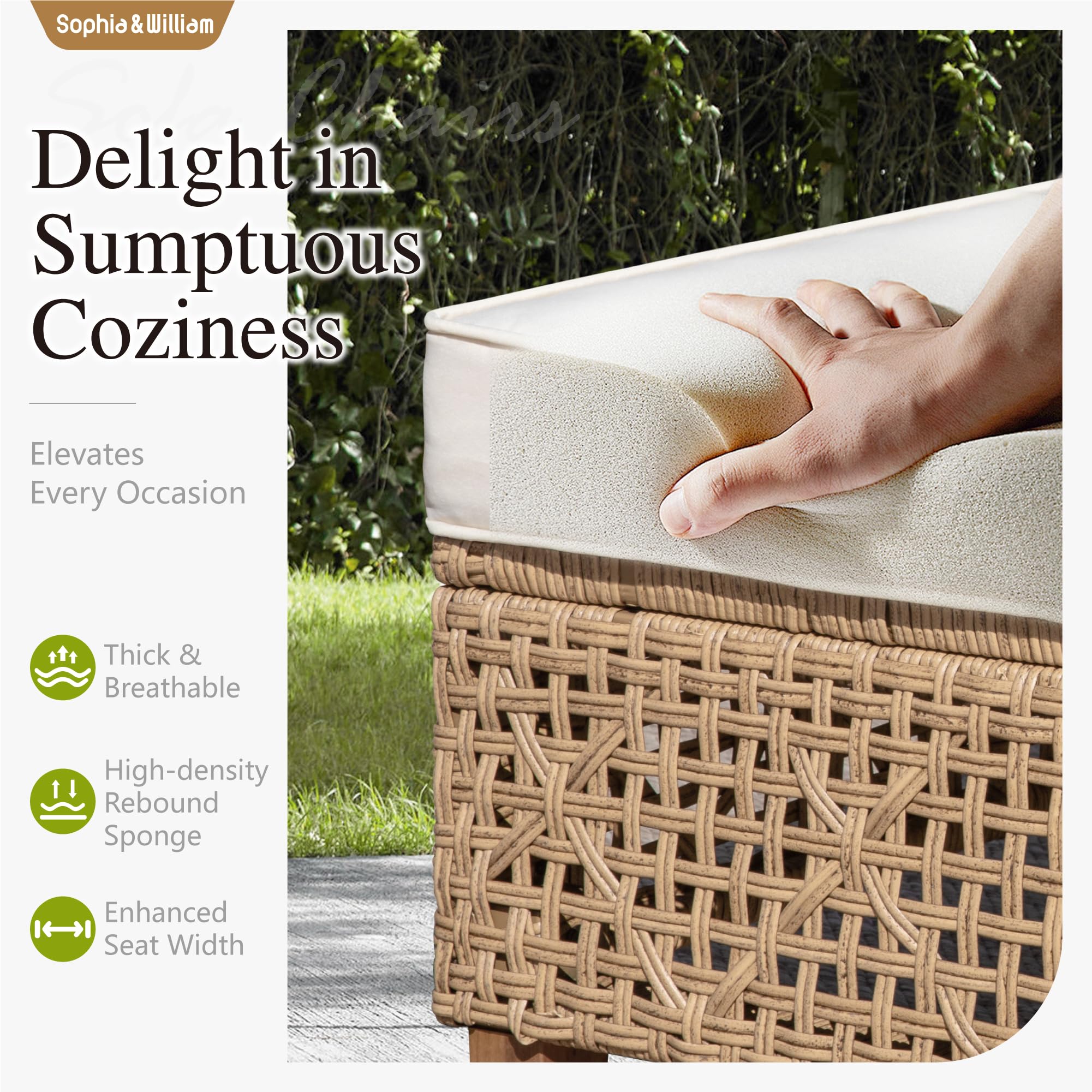 5-Piece Wicker Patio Furniture Set with Ottoman