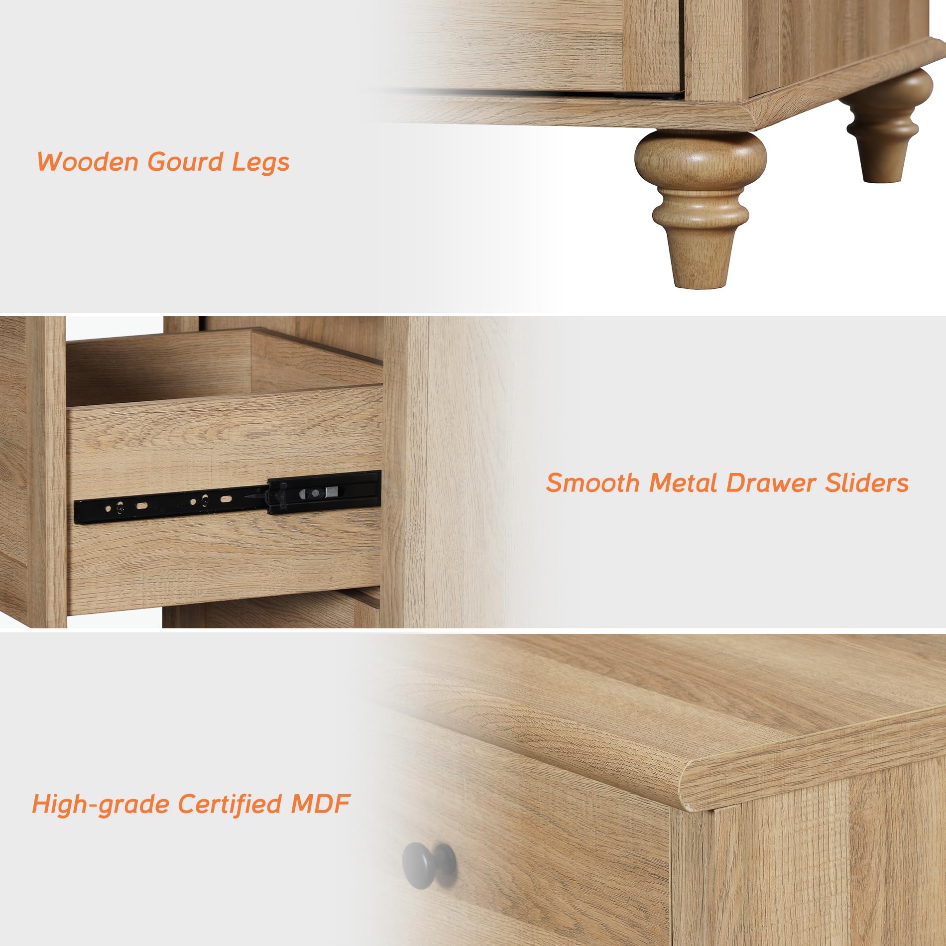 6-Drawer Oak Dresser with Storage Organizer