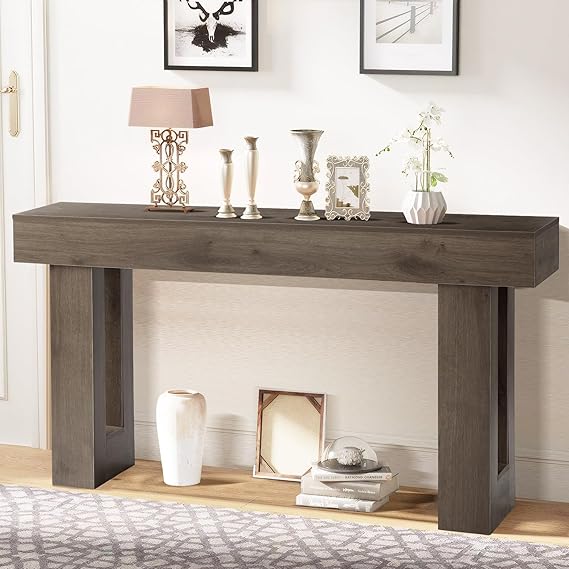 63" Long Console Table for Entryway with 2-Tier Storage