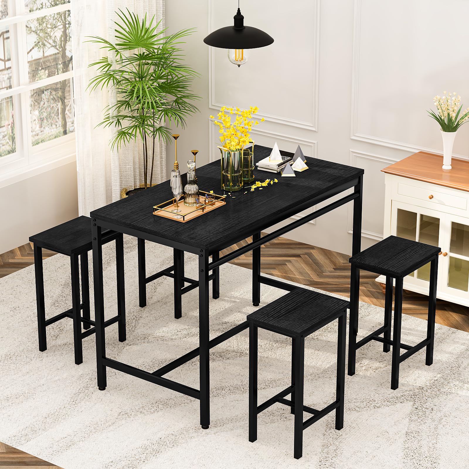 5-Piece Counter Height Dining Bar Table Set for 4