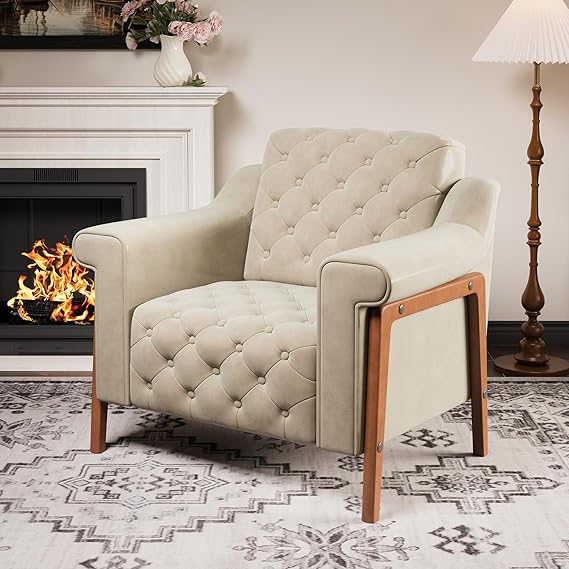 Ivory Accent Chair with PU Leather