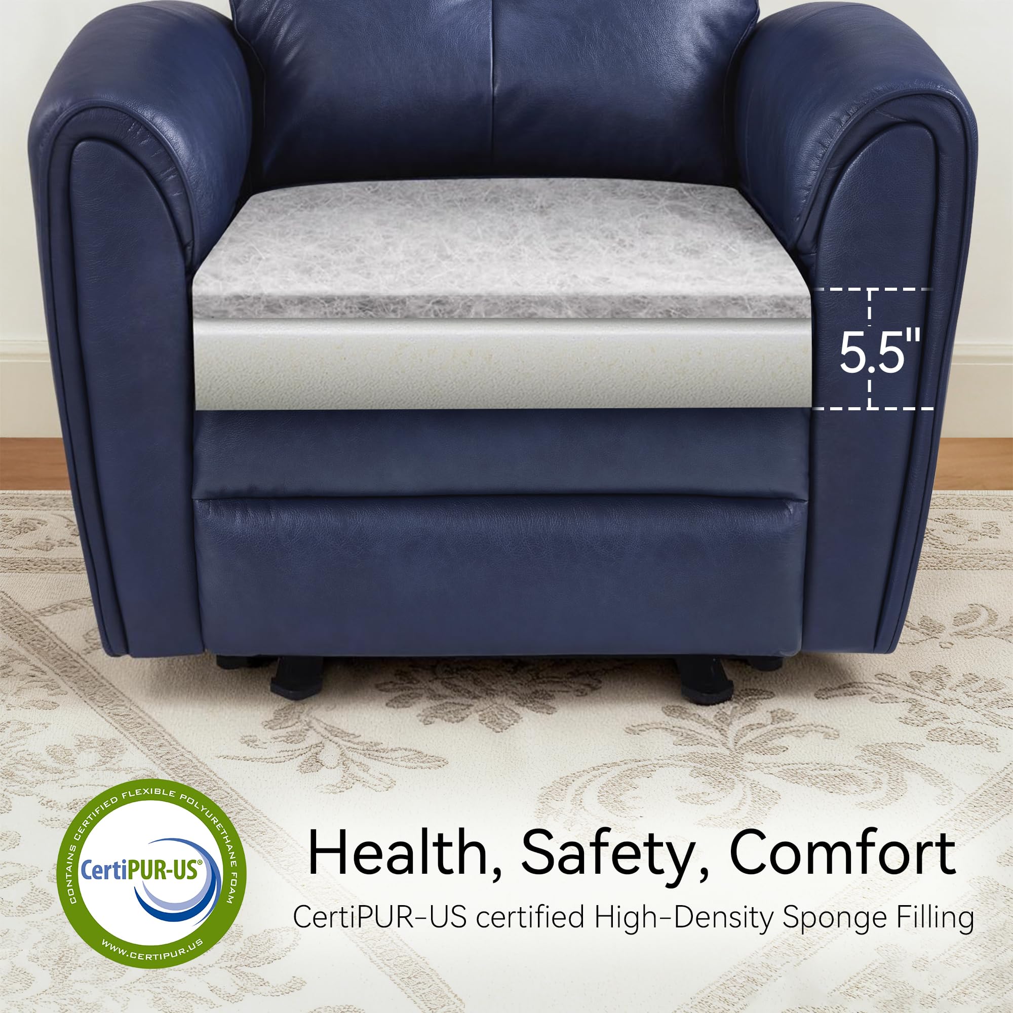 MCombo Power Small Recliners for Small Spaces, Living Room, RVs, Modern Style Zero Wall Hugger Recliners Chair with Lumbar Support, USB&Charging Ports, FSC Certified, Faux Leather PR699 (Navy Blue)