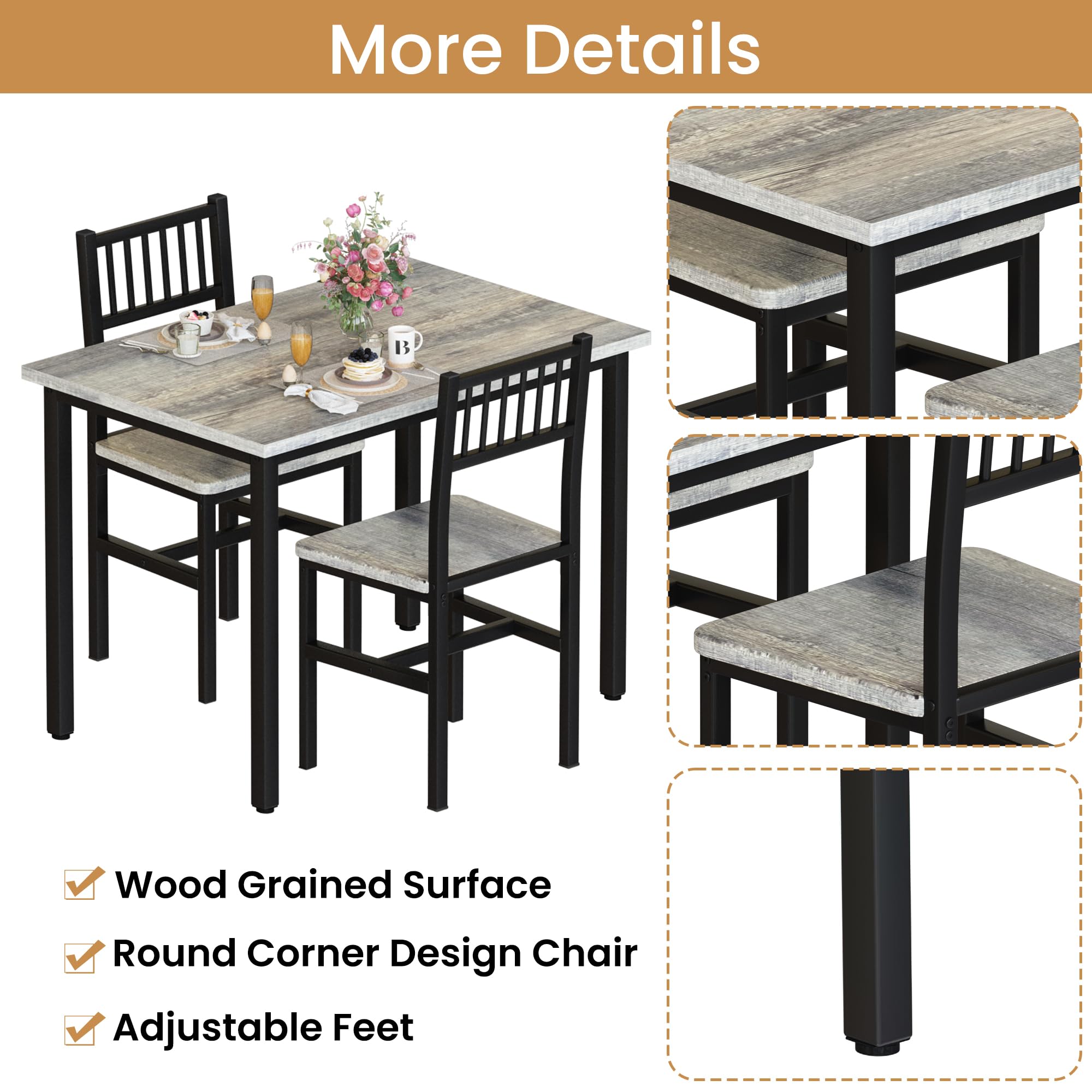 3 Piece Dining Table Set for 2