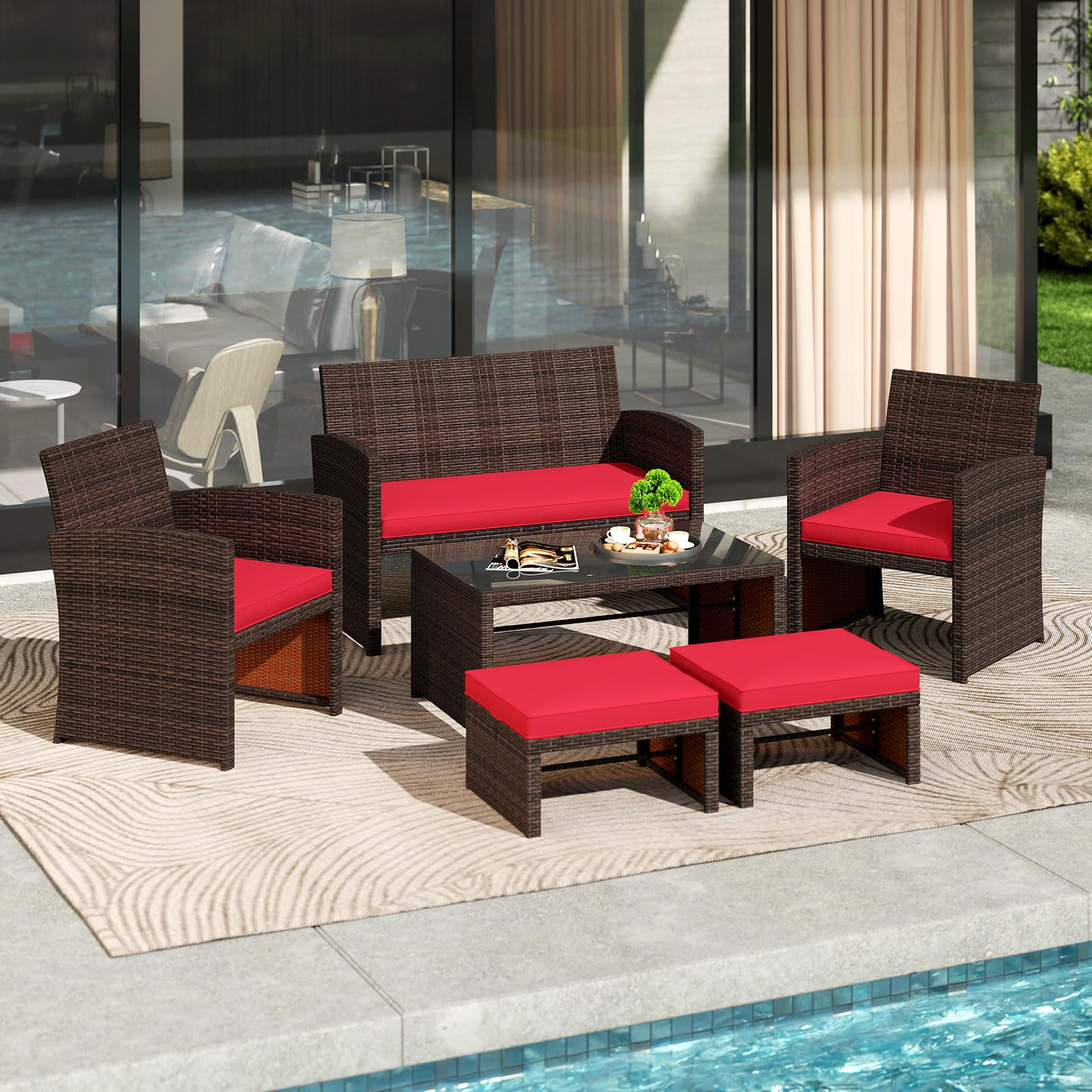 6-Piece Outdoor Sectional Sofa Set with Coffee Table