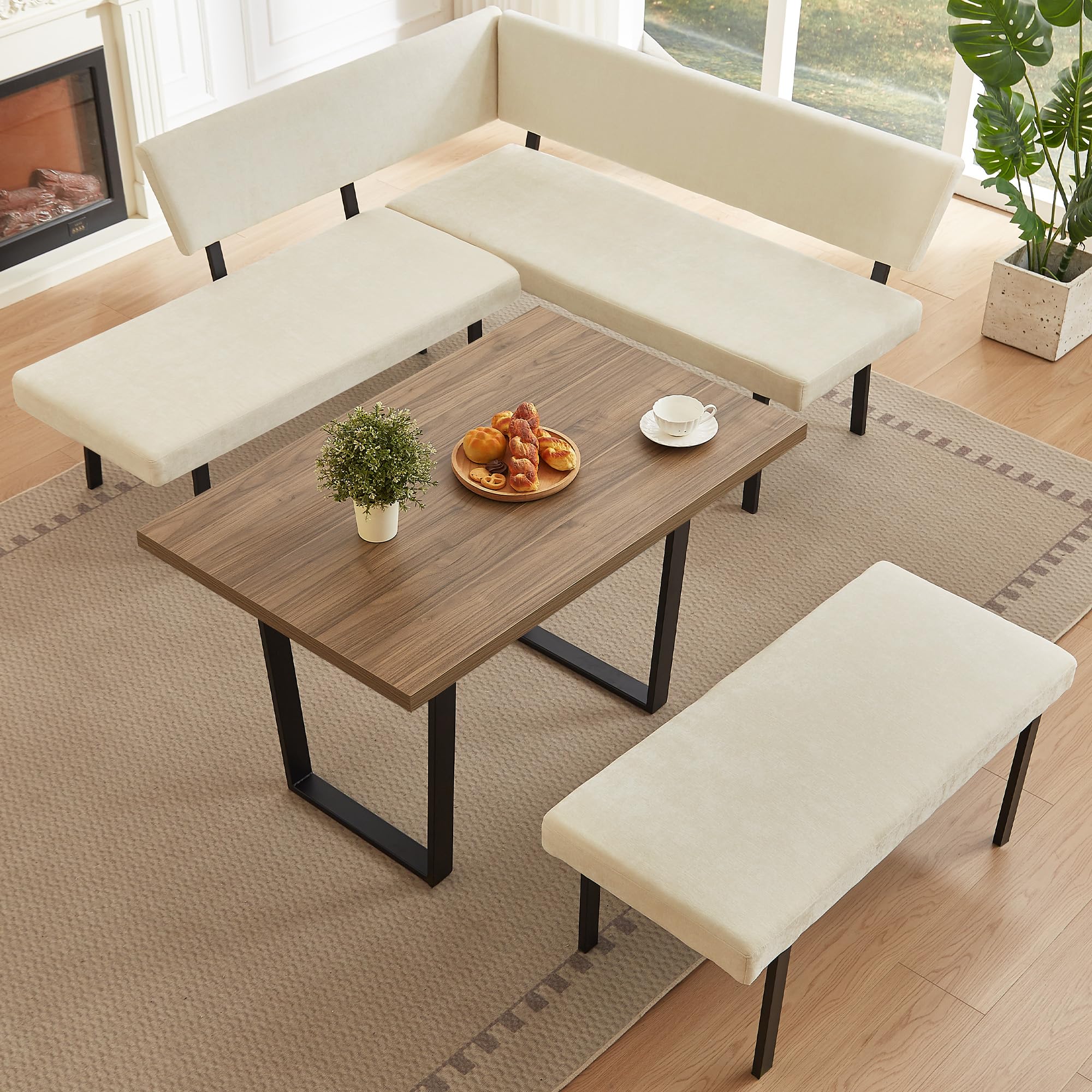3-Piece Corner Dining Table Set with Bench