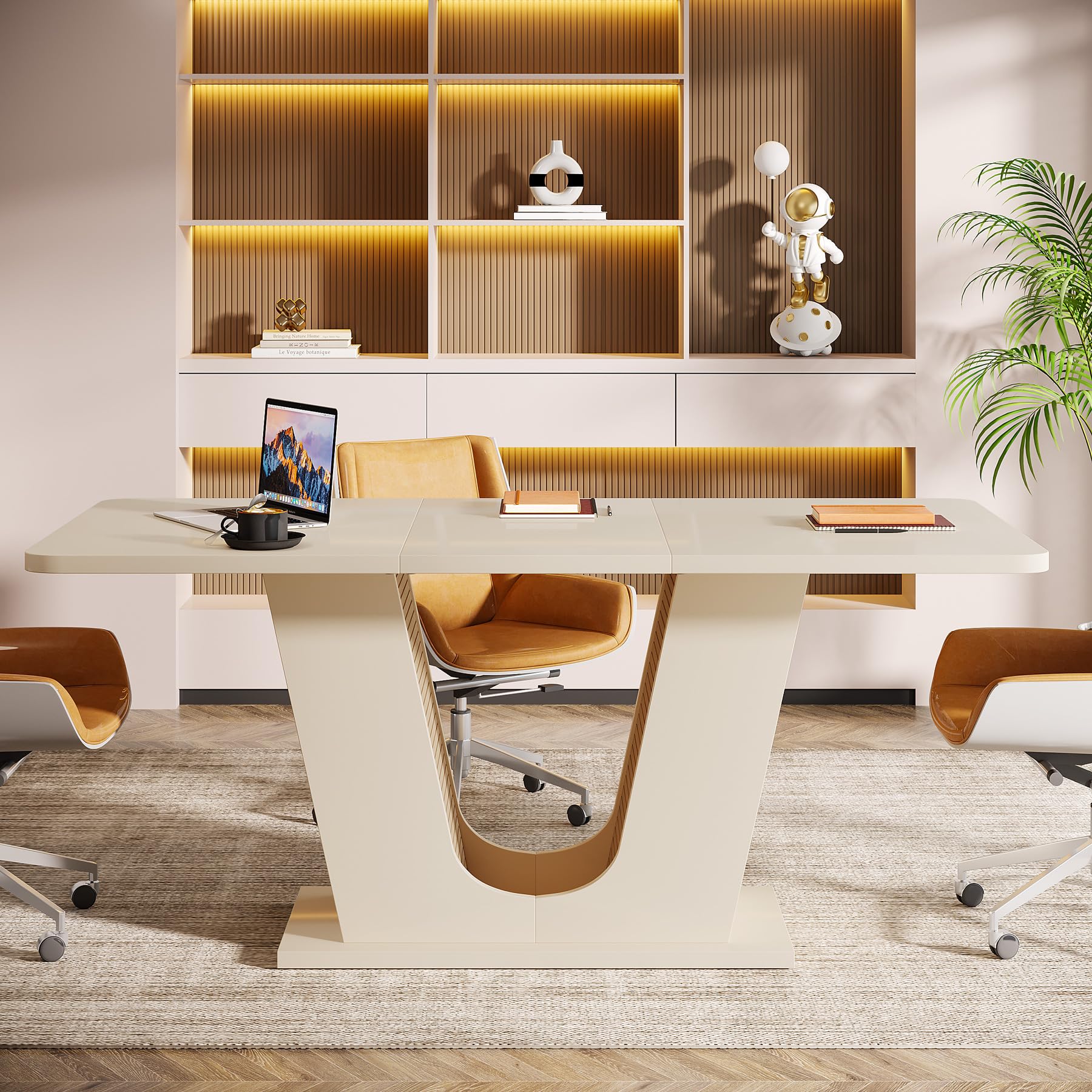 55-Inch Rectangular Conference Table for 4-6 People