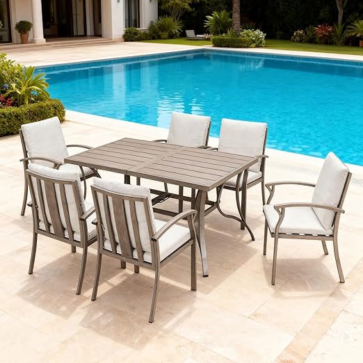 9-Piece Aluminum Outdoor Dining Set with Umbrella Hole
