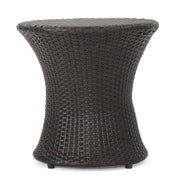 Outdoor Wicker Accent Table Round Multibrown
