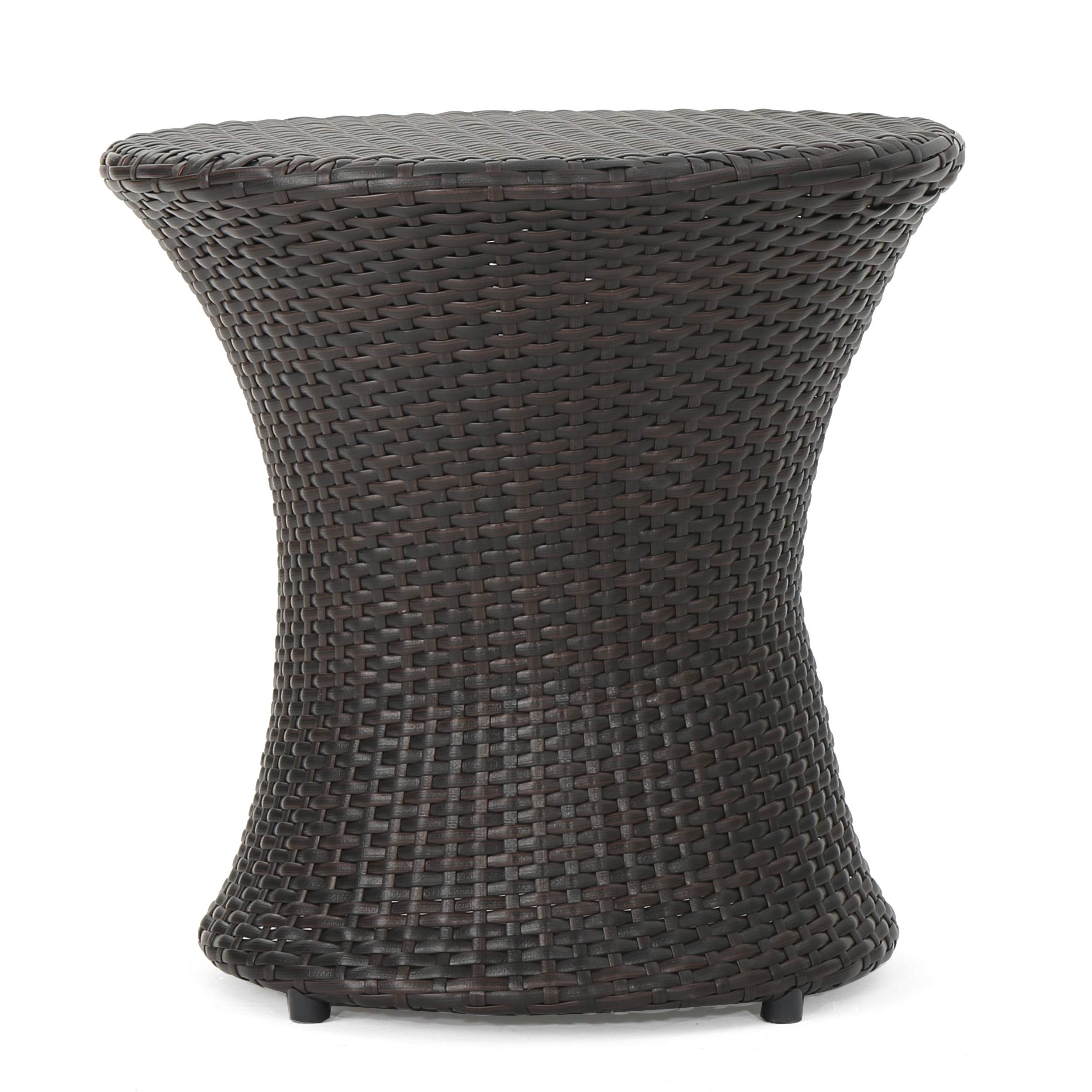 Outdoor Wicker Accent Table Round Multibrown