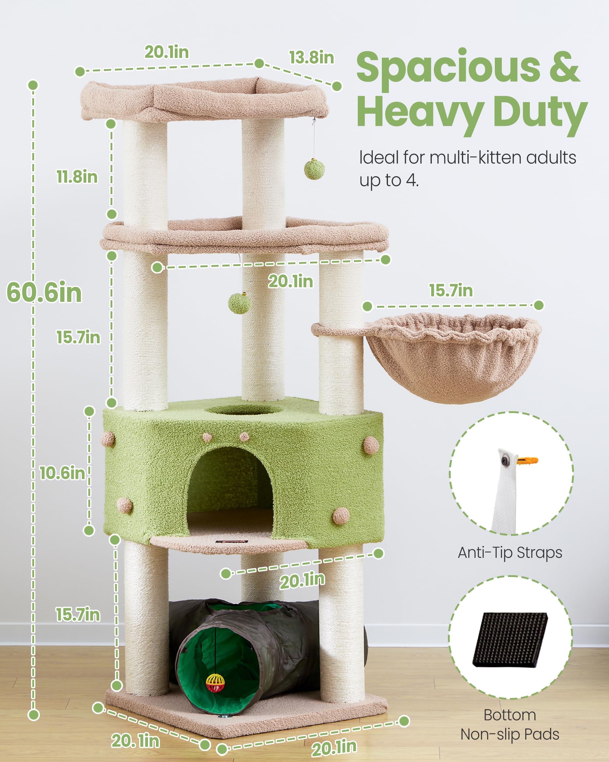 60 Inch Cat Tree Tower for Large Cats