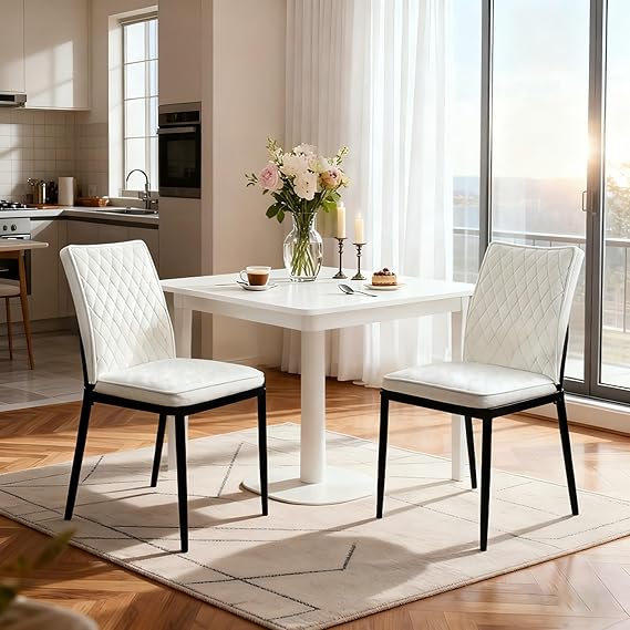 Velvet Dining Chairs Set of 2 - Mid-Century Modern Upholstered Kitchen Chairs