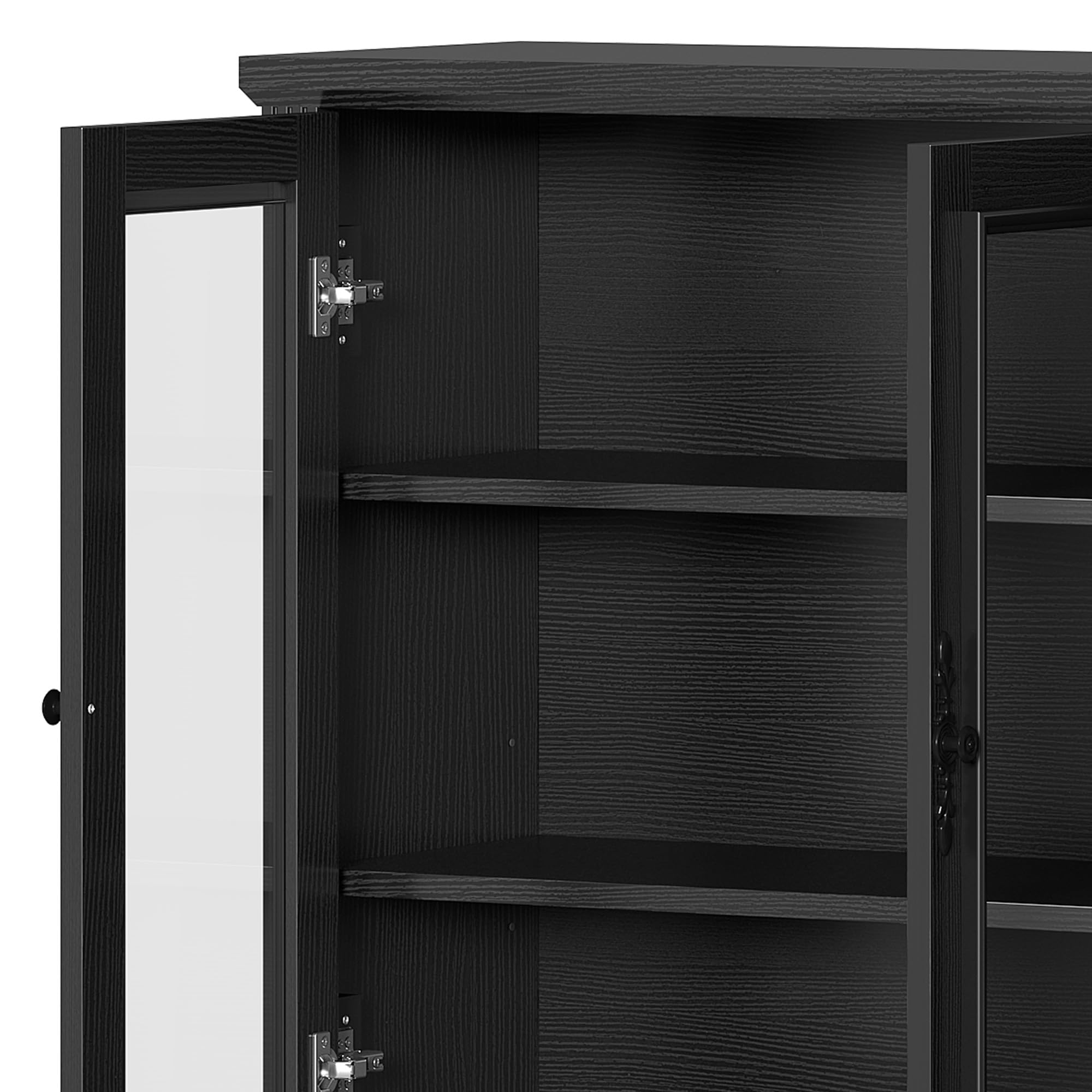 72" Tall Kitchen Pantry Cabinet with Glass Doors