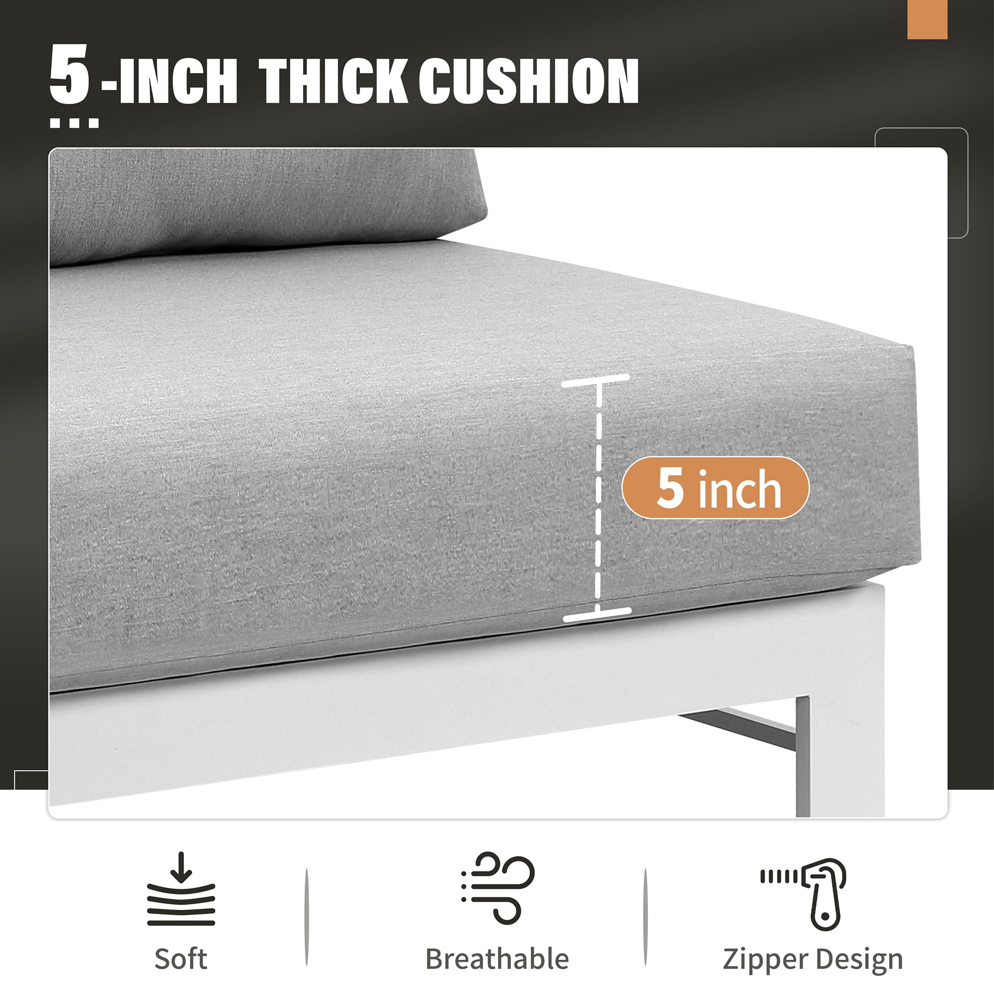 Aluminum Patio Sectional Sofa Set with Coffee Table