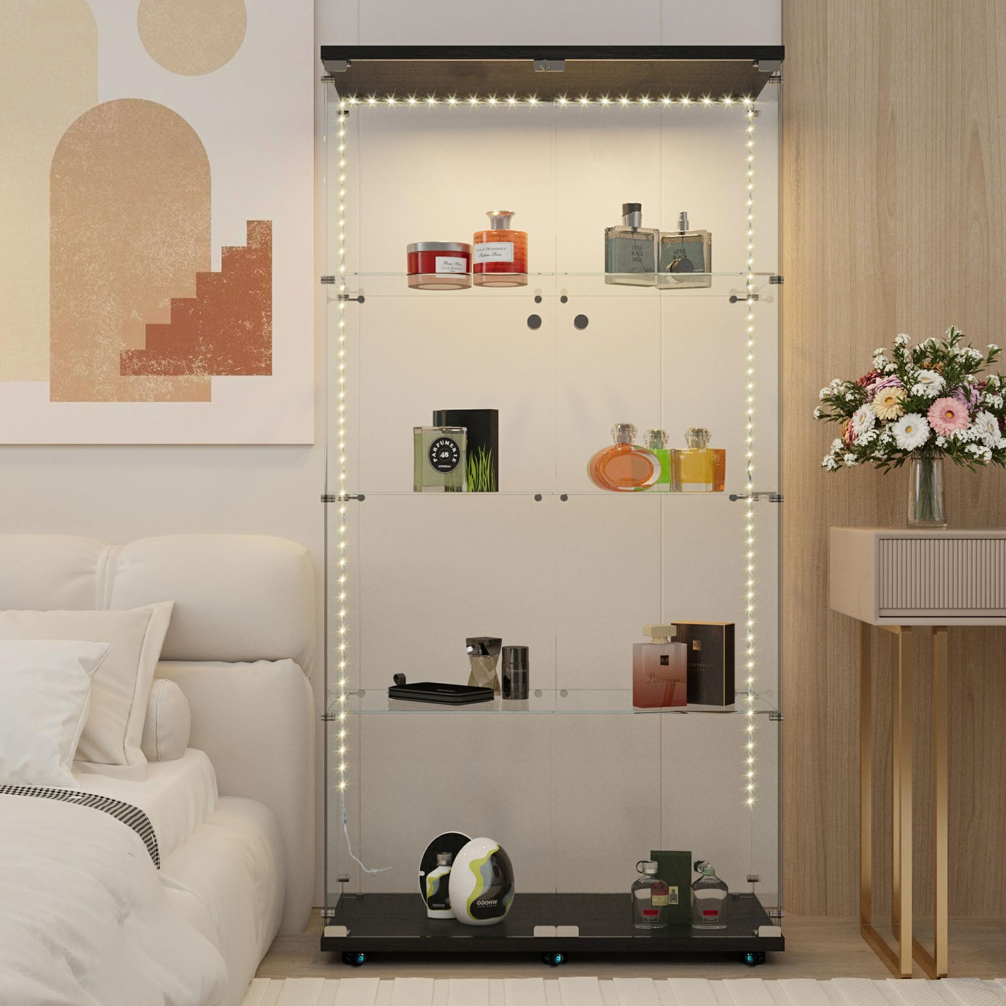 65" Tempered Glass Display Cabinet with LED Lights