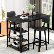 Counter Height Bar Table Set with Storage and Stools