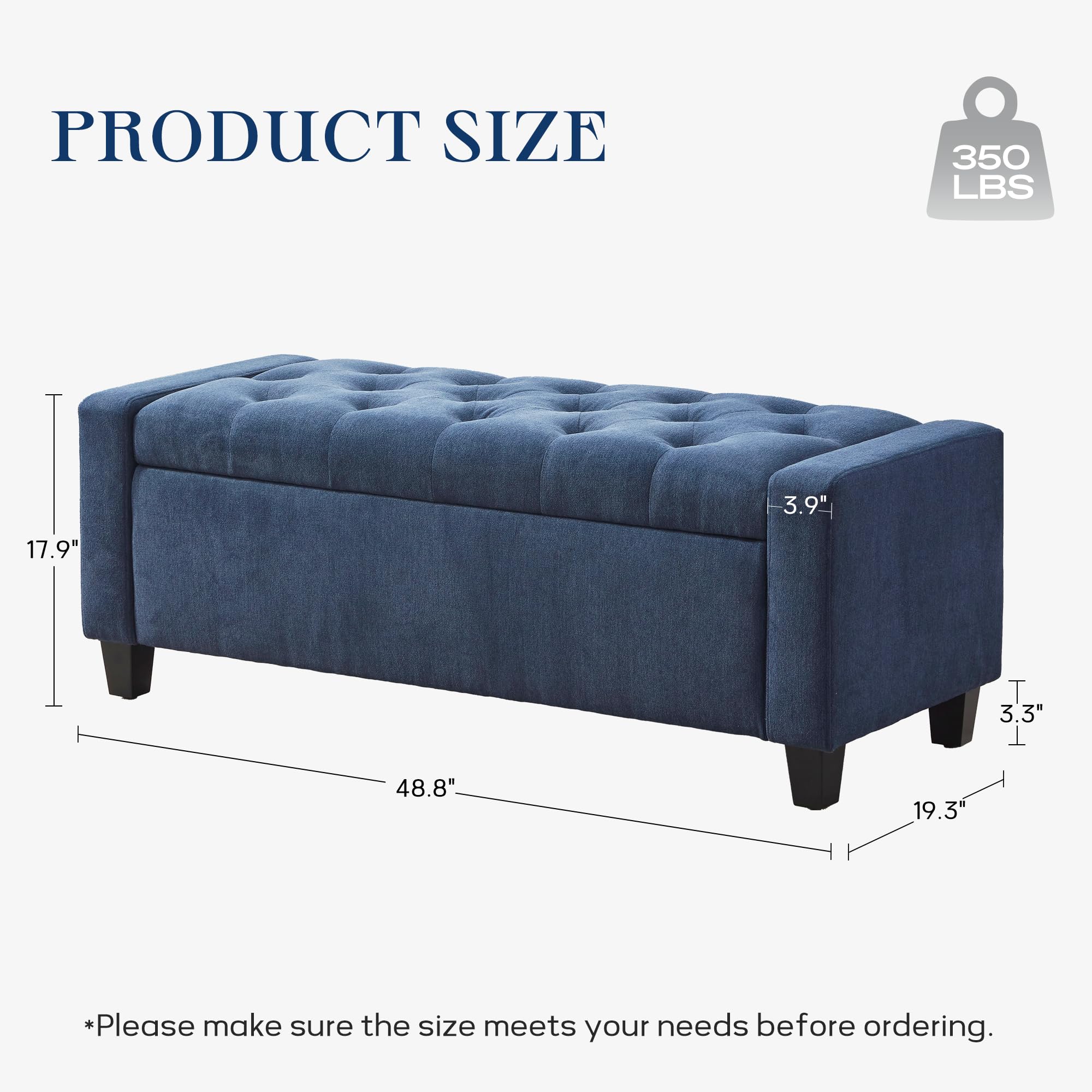Upholstered Storage Bench with Hinge