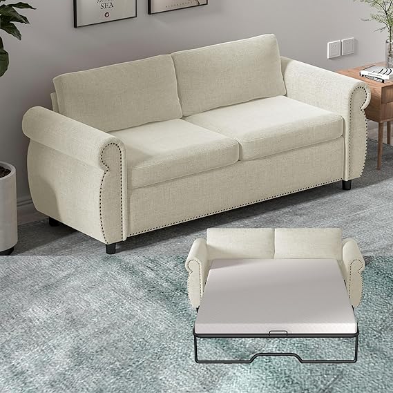 Convertible Sleeper Sofa Bed with Memory Foam Mattress