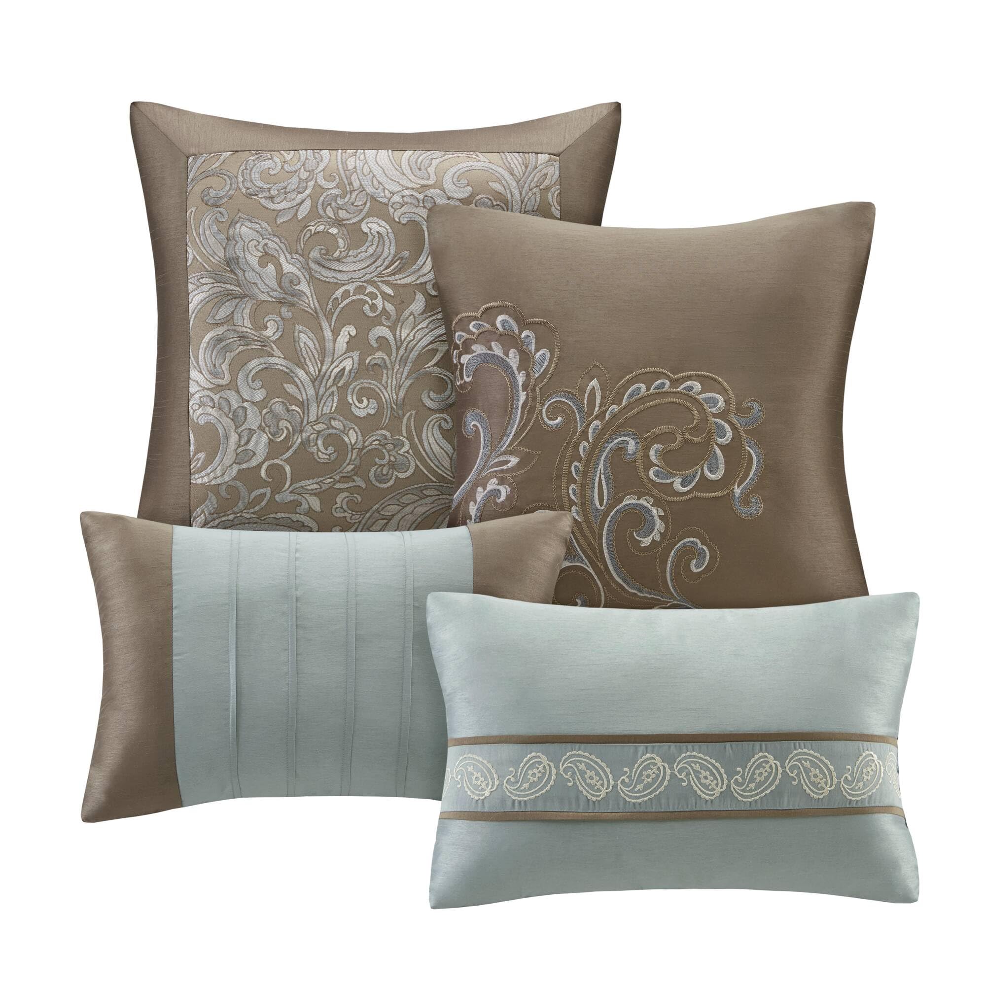 Faux Silk Jacquard Paisley Comforter Set Queen 24 Piece