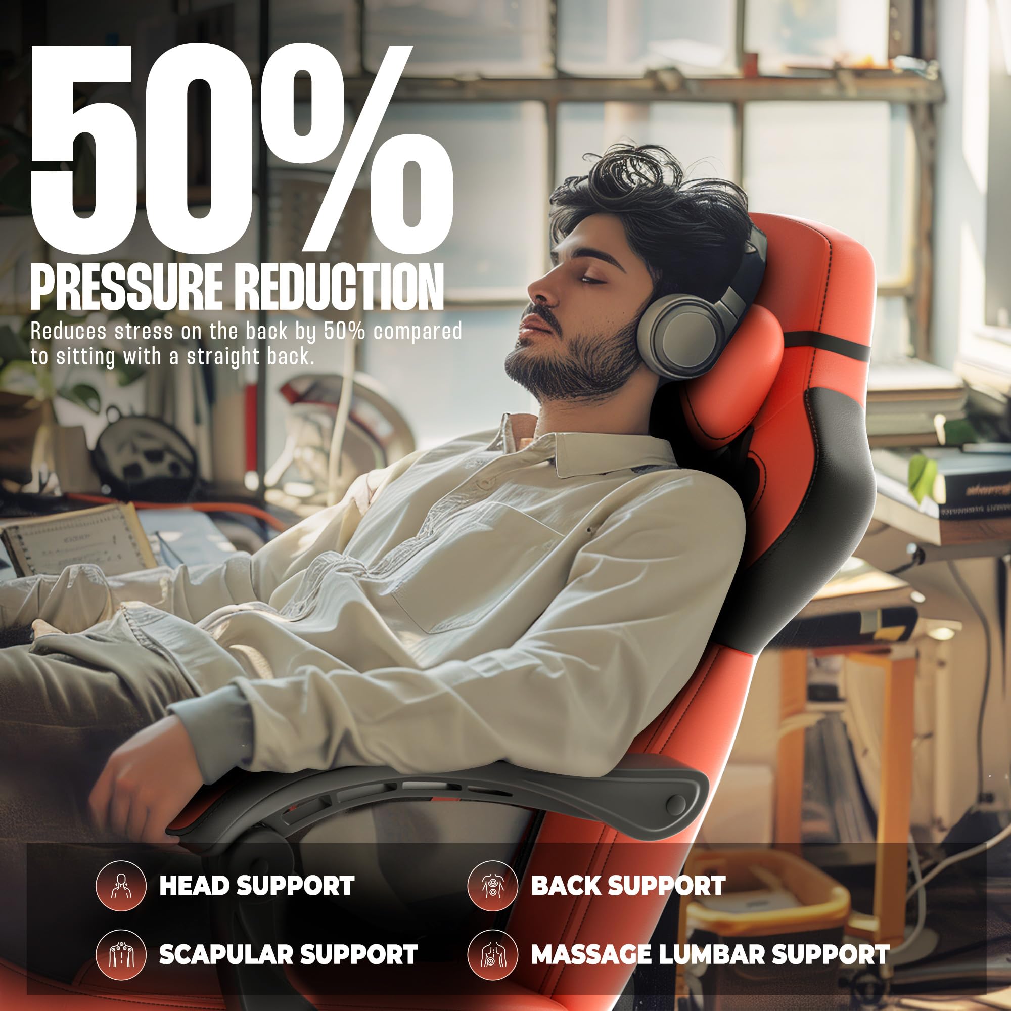 Gaming Chair with Footrest and Massage
