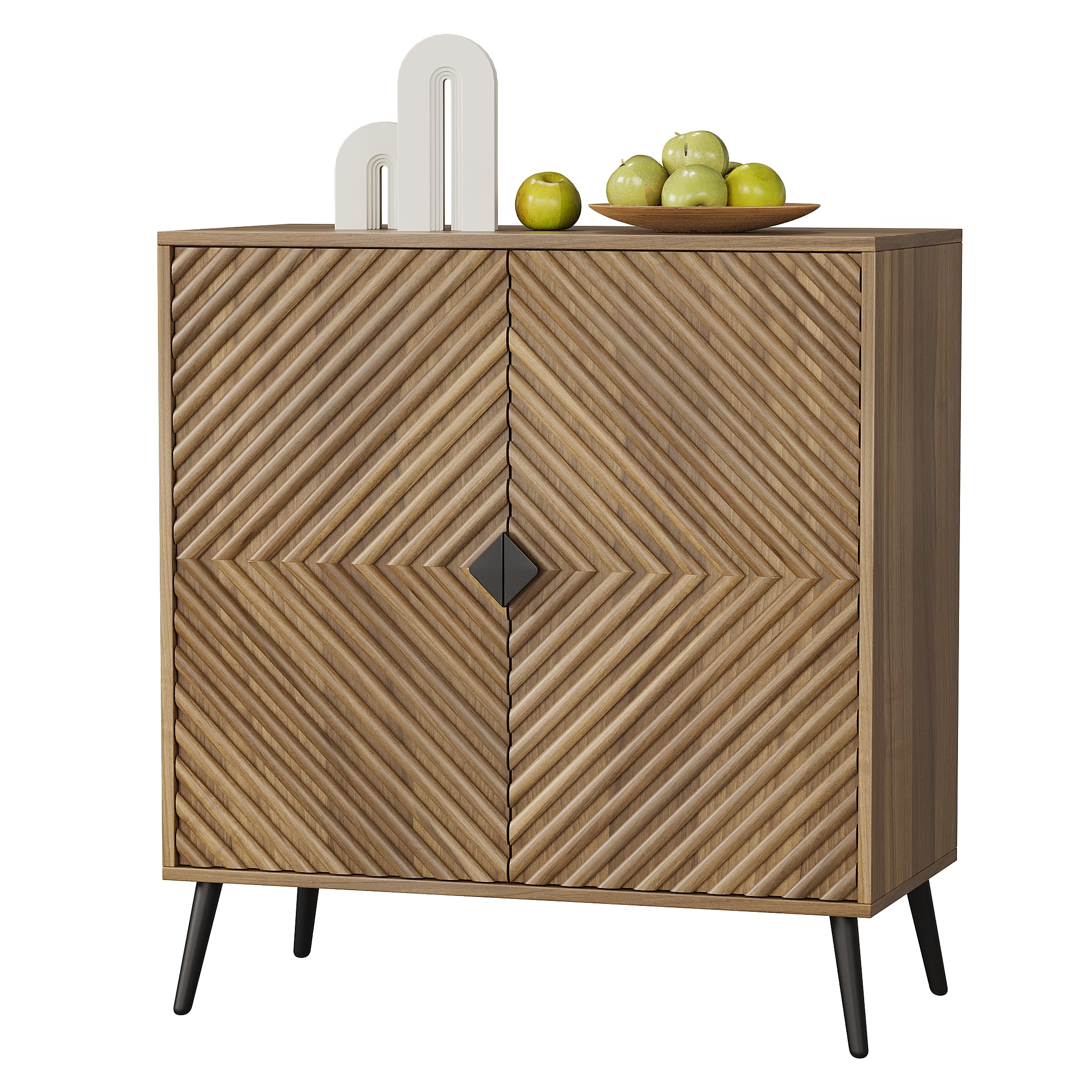 Walnut Sideboard Cabinet with Adjustable Shelf
