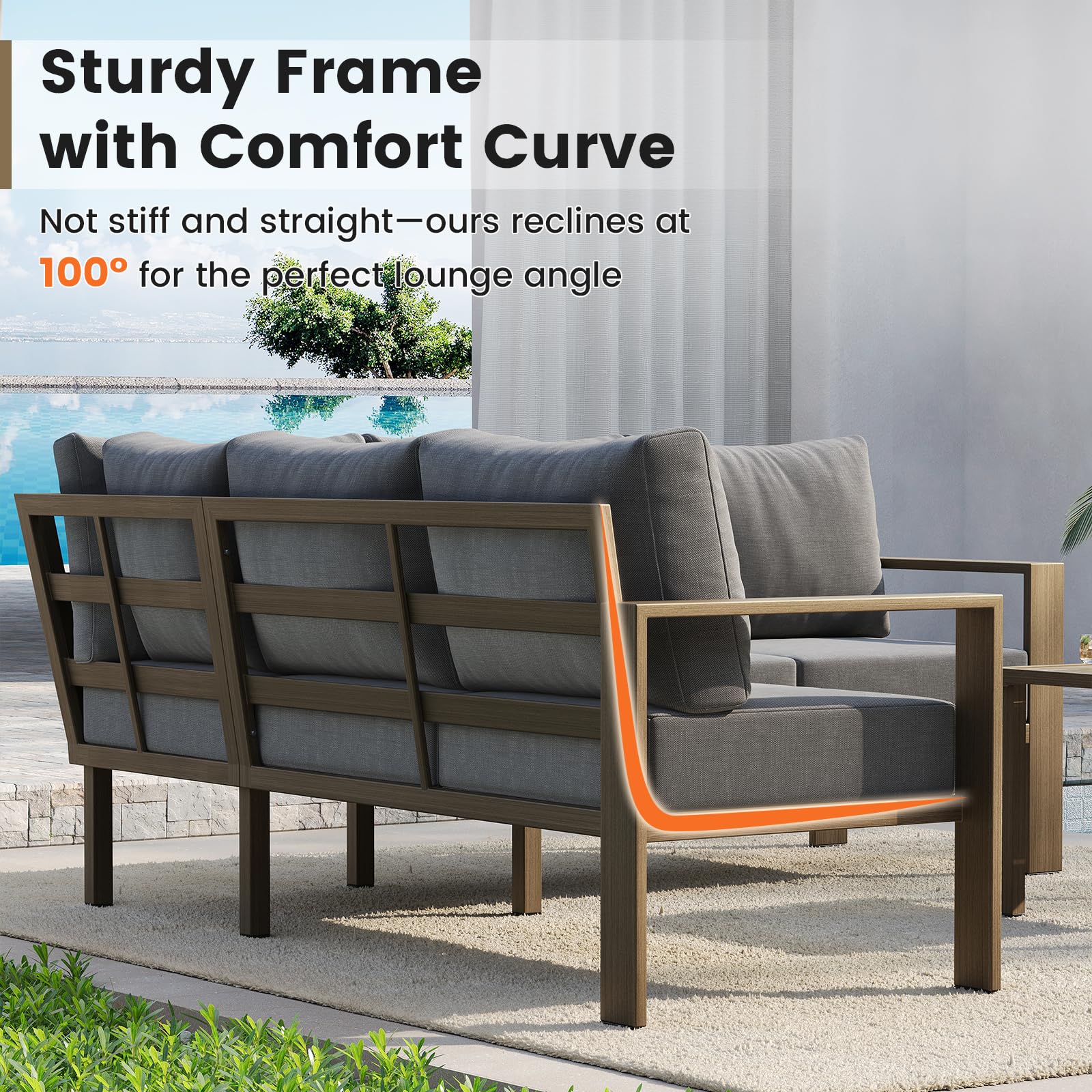 6 Piece Outdoor Sectional Sofa Set with Coffee Table