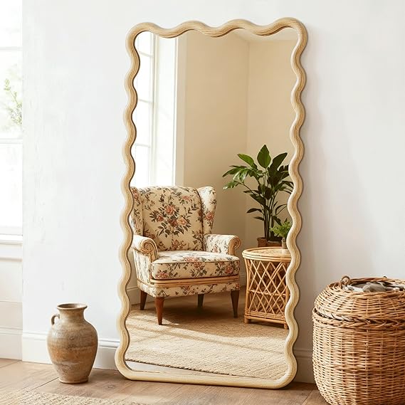 Wavy Wood Wall Mirror