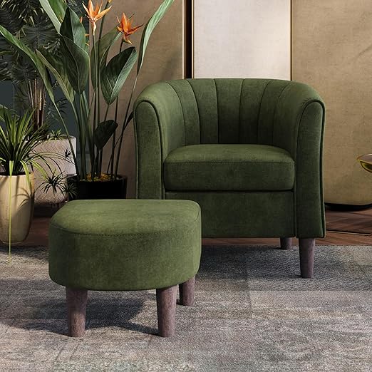 Blossom Barrel Accent Chair with Ottoman
