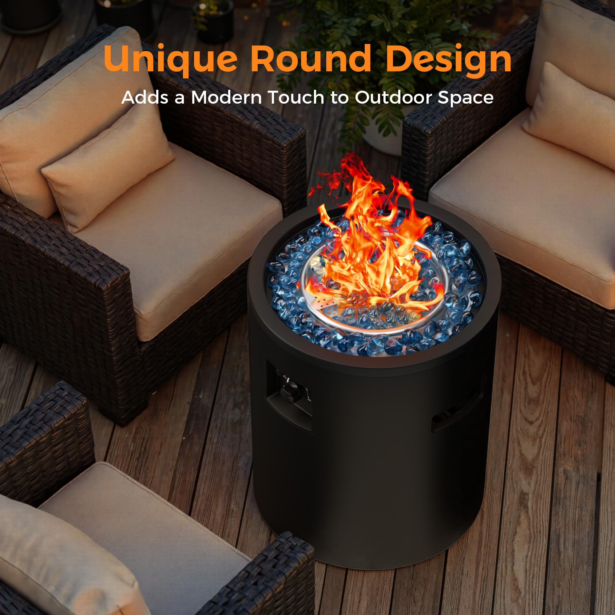 50,000 BTU Propane Fire Pit - 23 Inch Round Outdoor Fire Pit