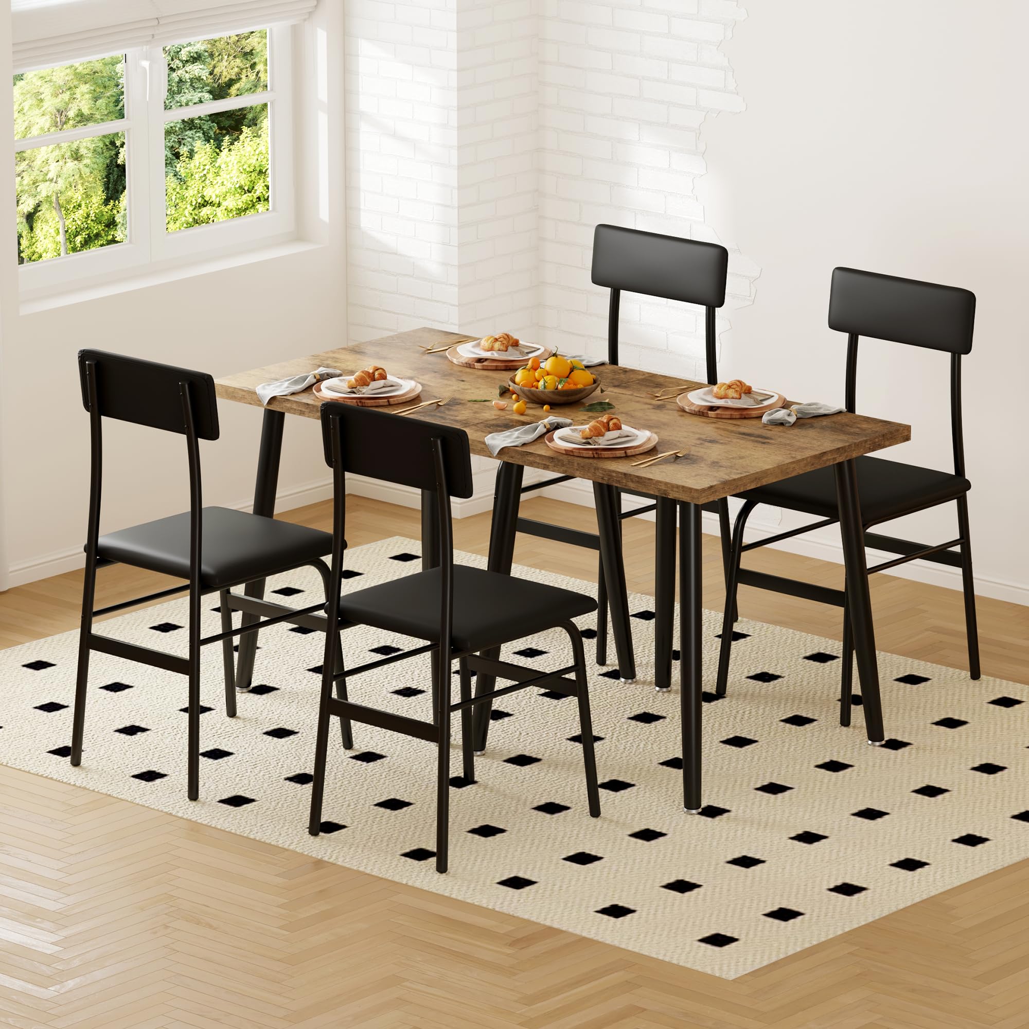 3-Piece Dining Table Set with Upholstered Chairs
