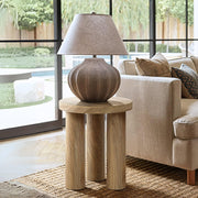 Round Side Table 19" Tall with 3 Pillar Legs Dark Oak Finish