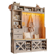 Farmhouse Hall Tree with Bench and Shoe Cabinet