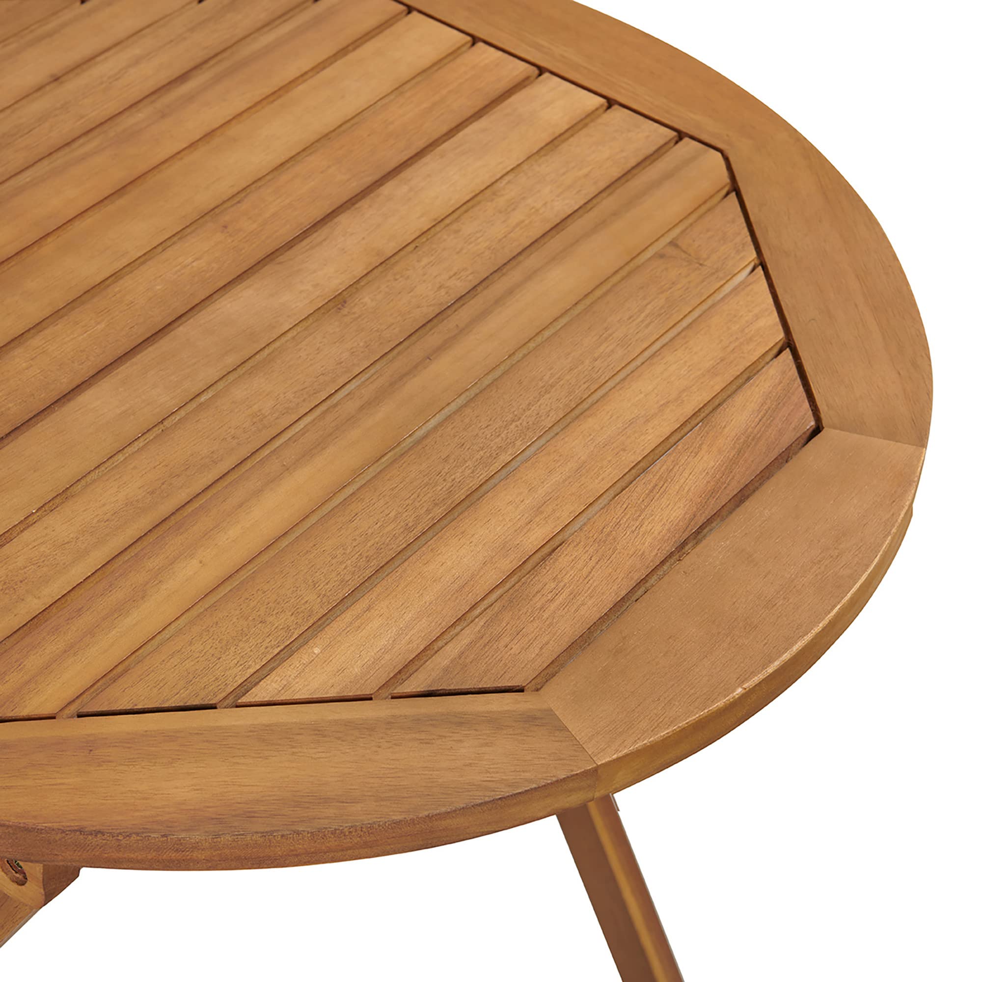 Folding Acacia Wood Bistro Set with Round Table and 2 Chairs