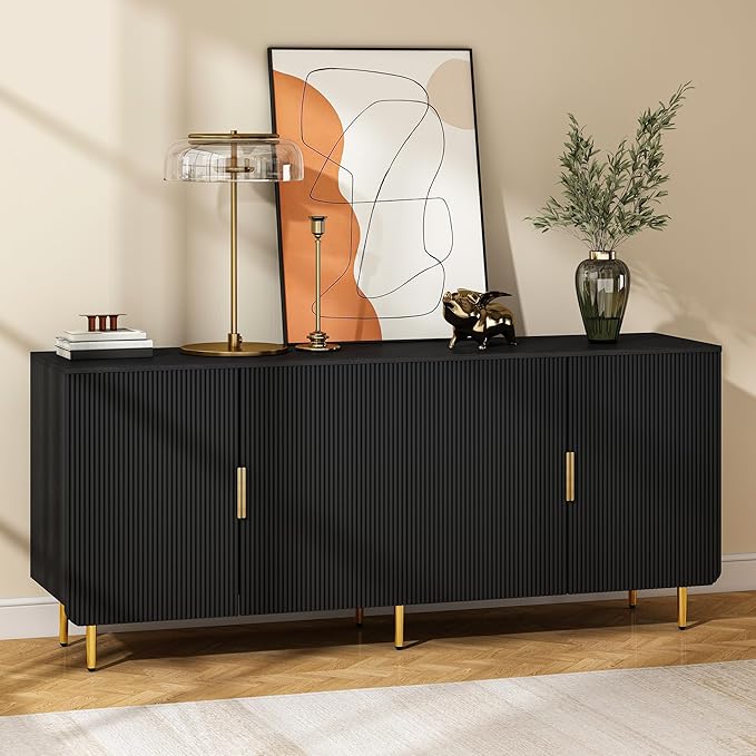 Fluted Sideboard Buffet Cabinet with Storage