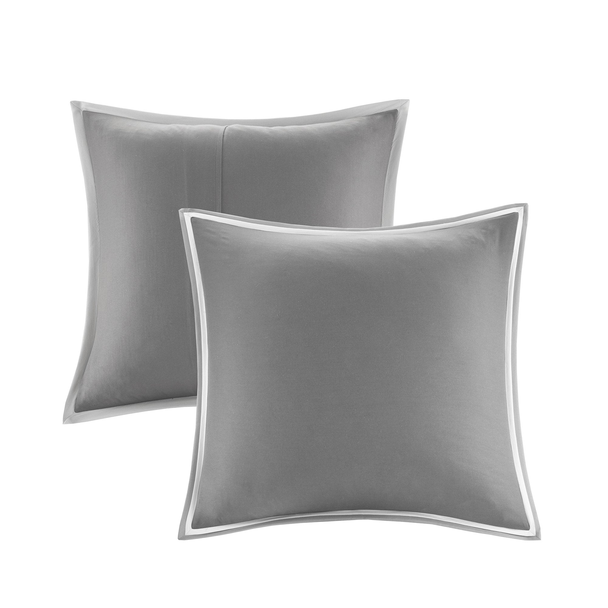 7-Piece Queen Comforter Set - Gray and White Patchwork Design