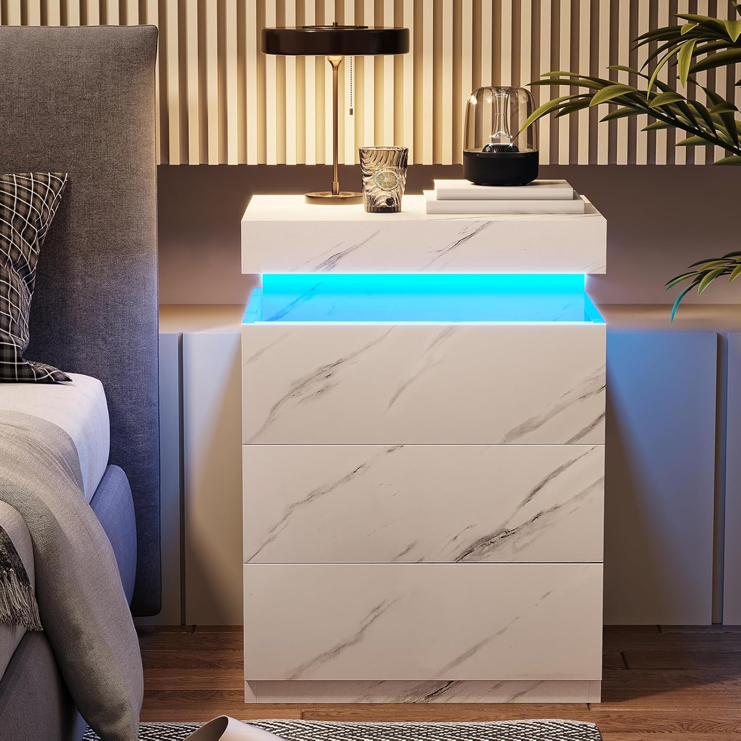 LED Nightstand with Charging Station