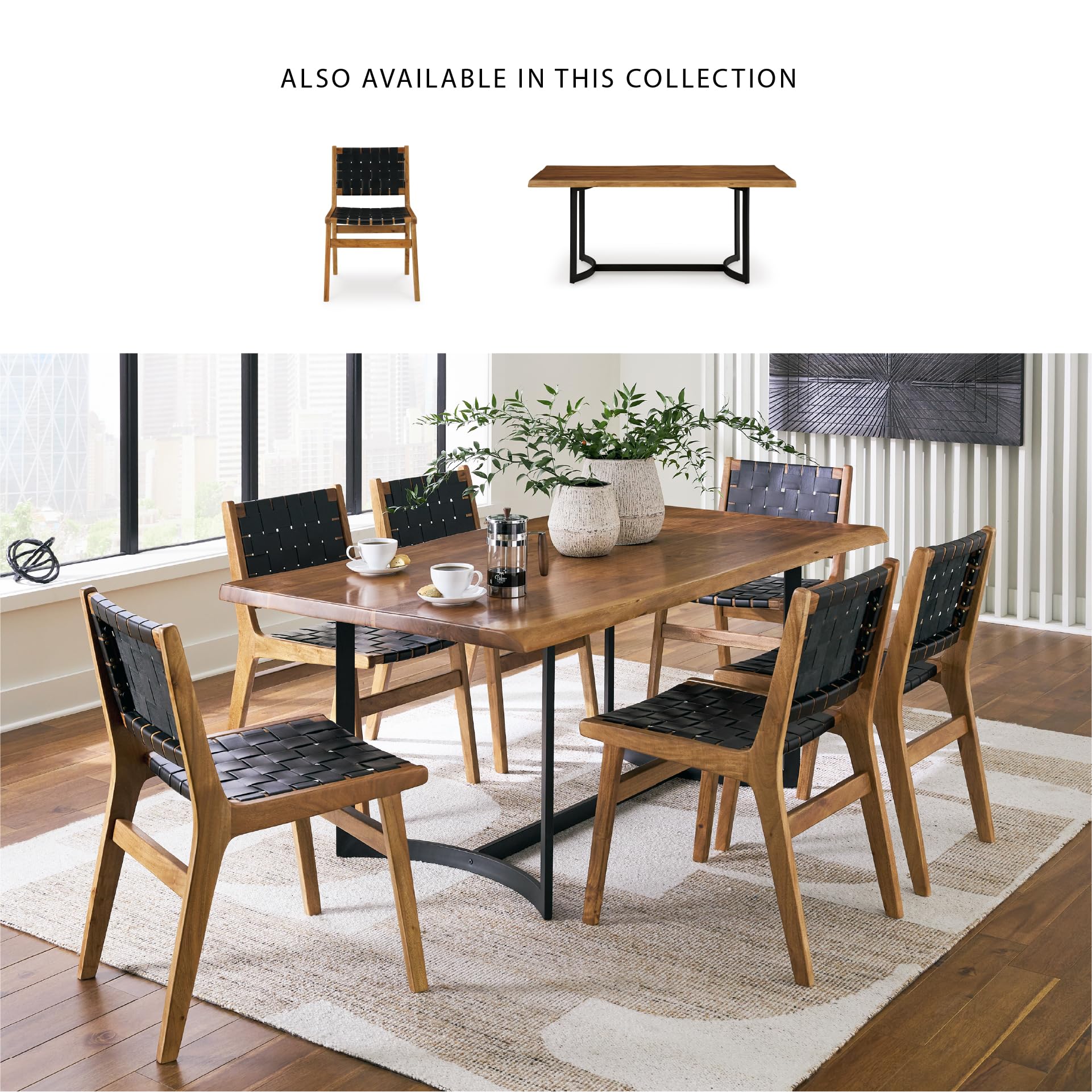 Fortmaine Contemporary Dining Table with Natural Live Edge